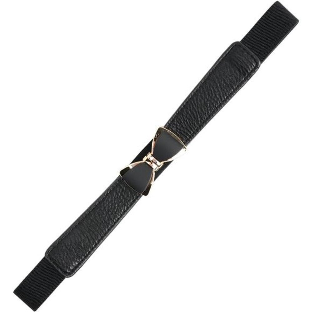 Womens 1" Width Bow Skinny Elastic Waist Belt Stretchy Belt Thin Belt - Picture 4 of 6
